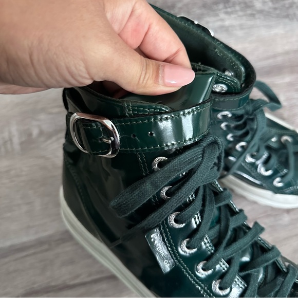 ALEXA CHUNG x Superga Patent Leather High Top Sneakers In Forest Green Size 7.5 - Picture 10 of 14